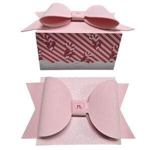 P.LOUISE Christmas Small Gift Box Candy Cane Lg Bow Pink Red 7.25 x 6.25 x 4 NEW